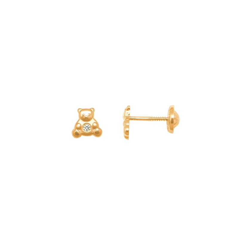 Boucles d'oreilles Carador ourson or jaune 375/000 et zircon