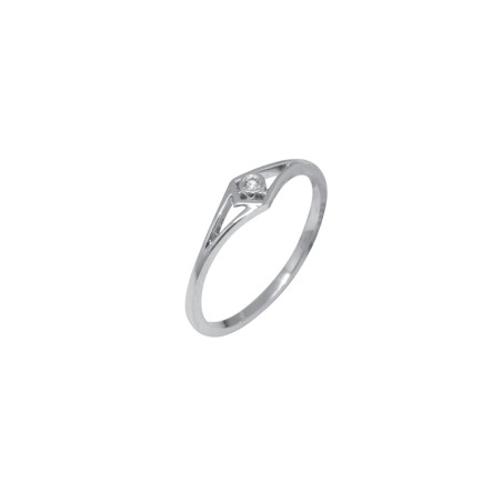 Solitaire fantaisie Carador or blanc 375/000, diamant 0,02 cts
