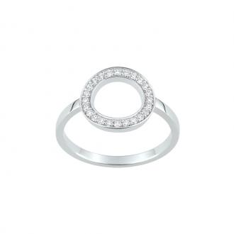 Bague EOL cercle serti oxydes de zirconium, argent 925/000