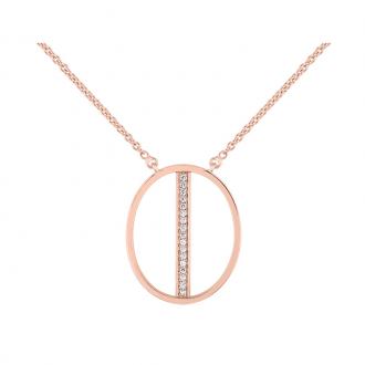 Collier EOL Minimale pendentif oval plaqué or rose, oxydes de zirconium