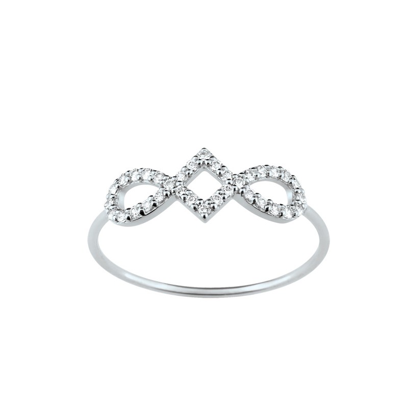 Bague LORE Harmonie or blanc 375/000, oxydes de zirconium