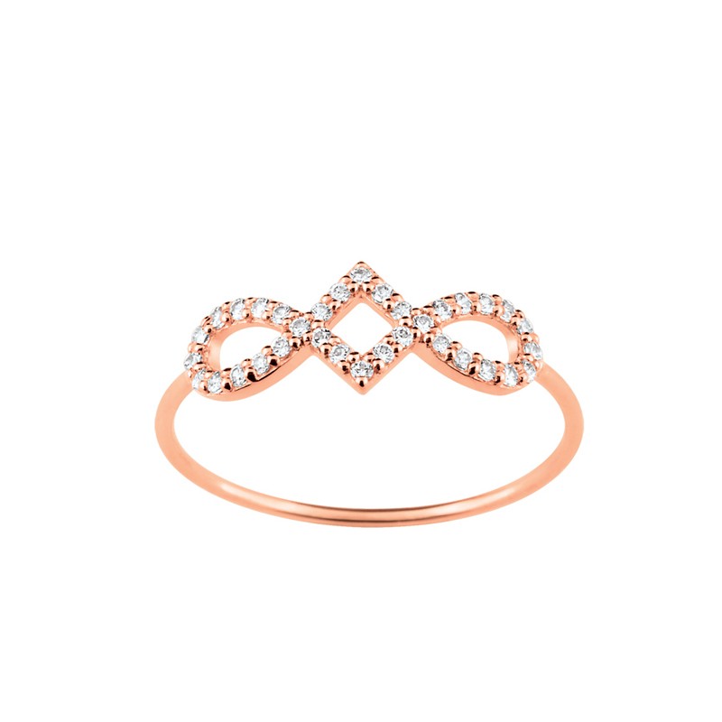 Bague LORE Harmonie or rose375/000, oxydes de zirconium