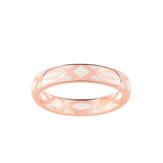 Bague LORE Confidence motifs or rose 375/000, laque ivoire, 4 mm