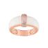 Bague LORE Confidence or rose 375/000, laque ivoire,oxydes de zirconium, 8 mm