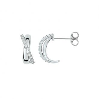 Boucles d'oreilles LORE Eclipse or blanc 375/000, oxydes de zirconium