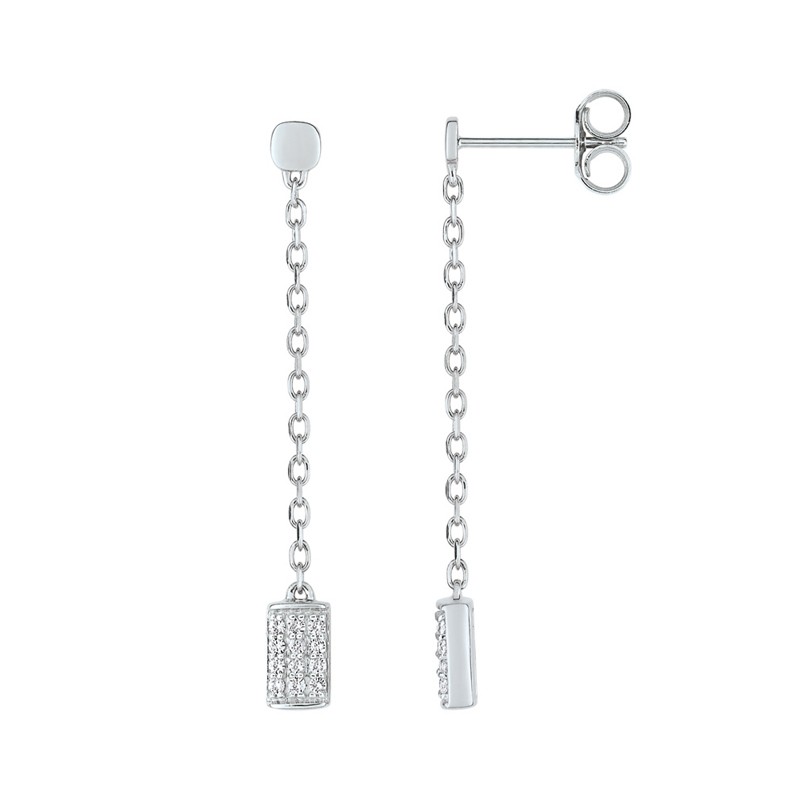 Boucles d'oreilles pendantes LORE Promesse or blanc 375/000,oxydes de zirconium