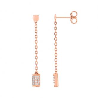 Boucles d'oreilles pendantes LORE Promesse or rose 375/000,oxydes de zirconium