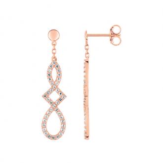 Boucles d'oreilles pendantes LORE Harmonie or rose 375/000, oxydes de zirconium