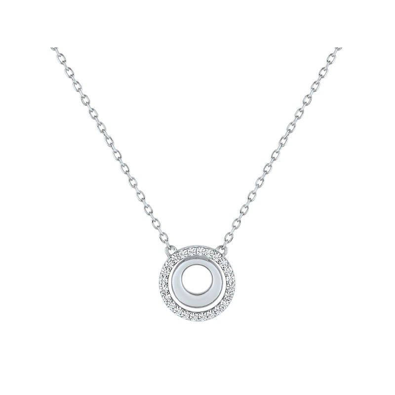 Collier LORE Eclipse or blanc 375/000, oxydes de zirconium