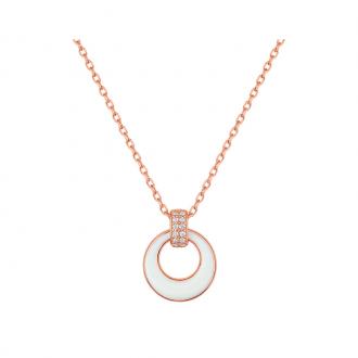 Collier LORE Confidence or rose 375/000, laque ivoire, oxydes de zirconium