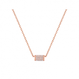 Collier LORE Promesse or rose 375/000, oxydes de zirconium