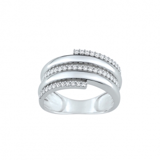 Bague LORE Eclipse cinq cercles or blanc 375/000, oxydes de zirconium