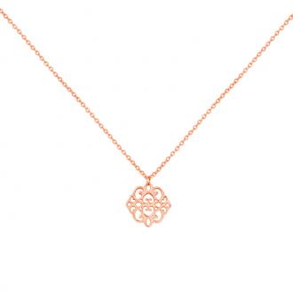 Collier Amporelle acier doré rose motif arabesque SN1658-IPR