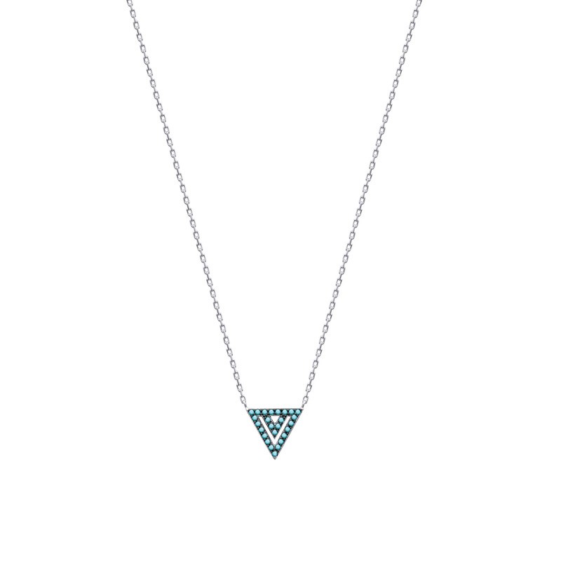 Collier Carador Triangle  empierré de turquoises en argent 925/000