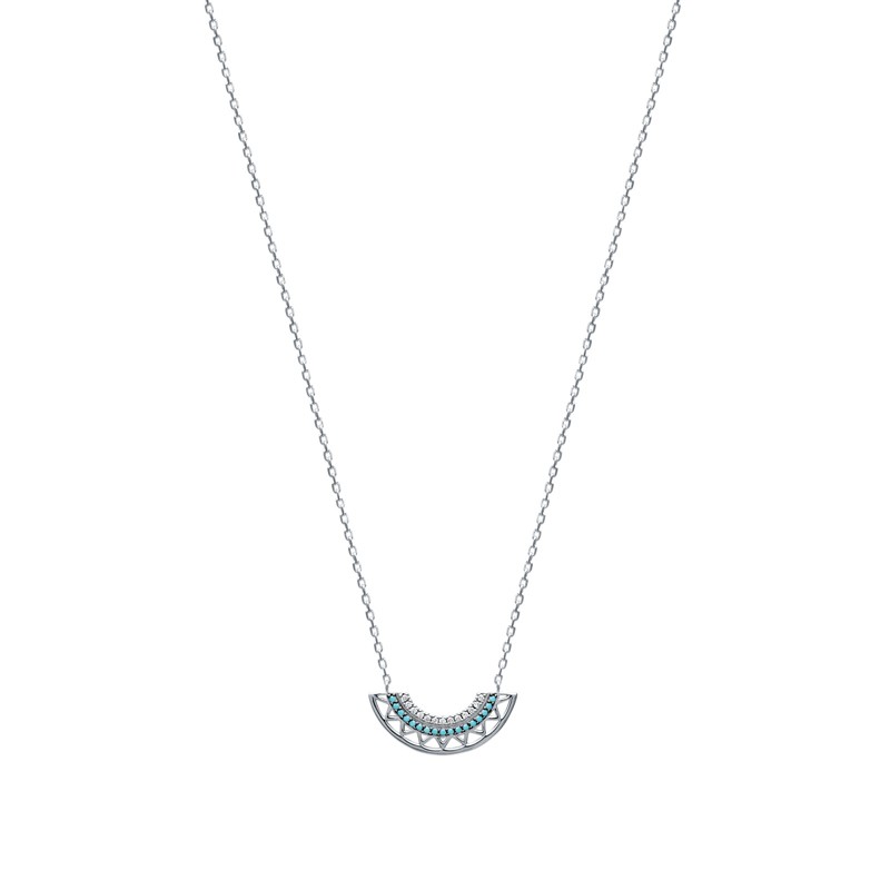 Collier Carador motif Aztèque en argent 925/000 et turquoise