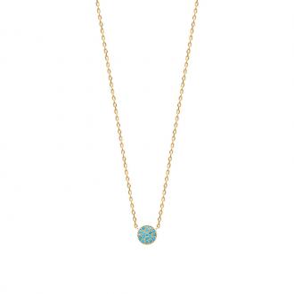 Collier Carador pastille pavée de turquoises en plaqué or