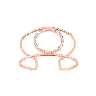 Bracelet EOL New Minimale jonc double cercle serti d'oxydes de zirconium en plaqué or rose