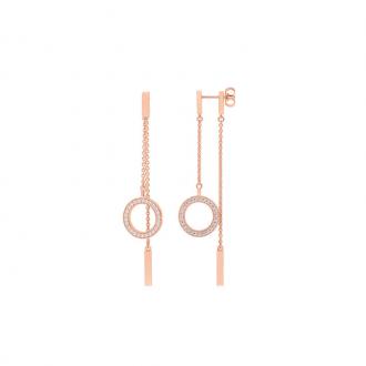 Boucles d'oreilles pendantes EOL New Minimale cercle serti d'oxydes de zirconium en plaqué or rose