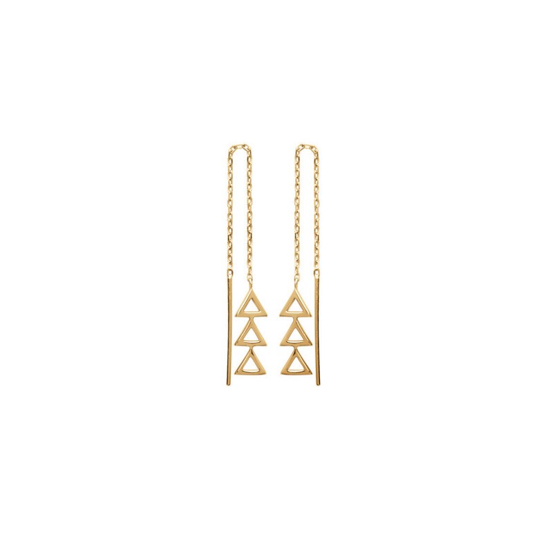 Boucles d'oreilles Carador pendantes triangles sur chaine en plaqué or