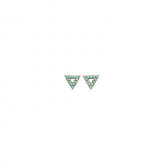 Boucles d'oreilles Carador triangle impierré de turquoise en plaqué or