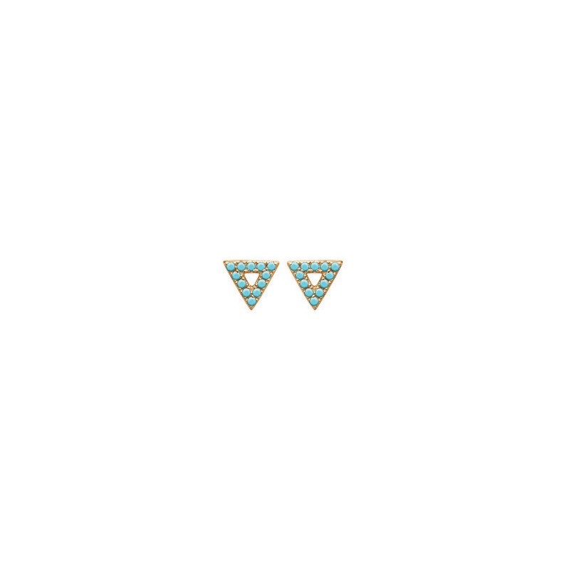 Boucles d'oreilles Carador triangle impierré de turquoise en plaqué or