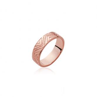 Bague Carador anneau gravé de motifs ethnique en plaqué or rose