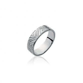 Bague Carador anneau gravé de motifs ethnique en argent 925/000