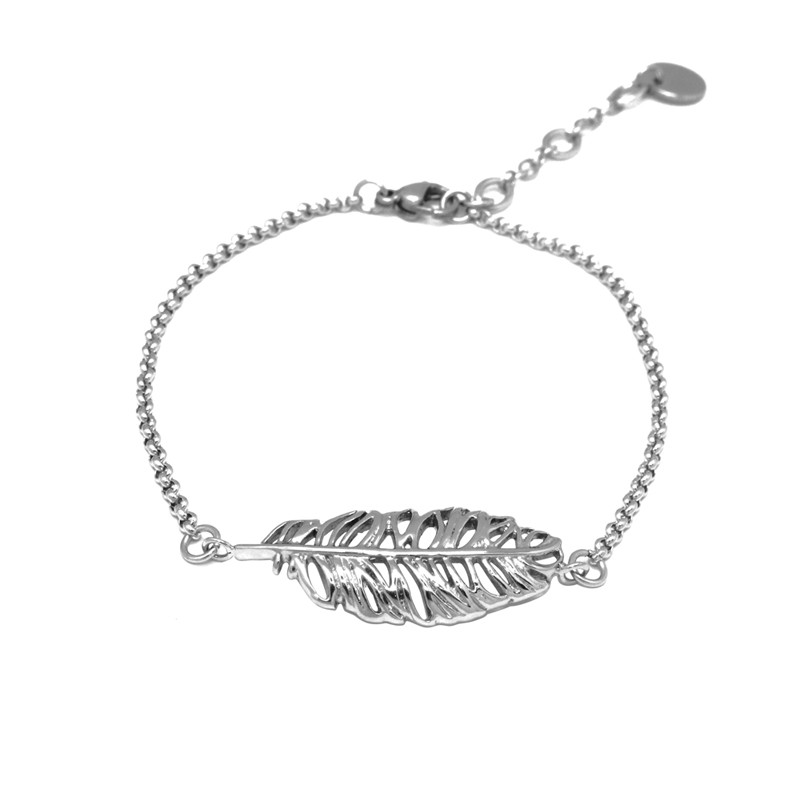 Bracelet Amporelle motif plume en acier argenté G-BST2090_STEEL