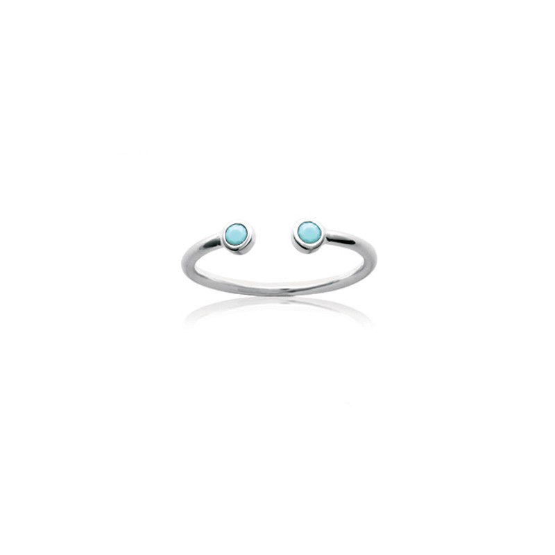 Bague ouverte Carador puces turquoises en argent 925/000