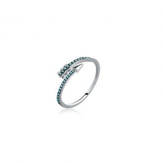 Bague ouverte Carador motif flèche en argent 925/000 et turquoise