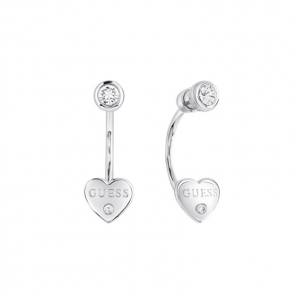 Boucles d'oreilles Guess pendantes motif coeur métal argenté UBE82004