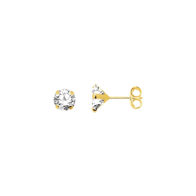 Boucles d'oreilles Carador solitaire oxyde de zirconium 5 mm or jaune 375/000