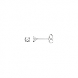 Boucles d'oreilles Carador solitaire oxyde de zirconium 3 mm or blanc 375/000