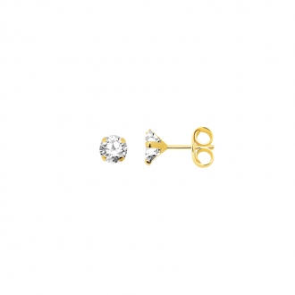 Boucles d'oreilles Carador solitaire oxyde de zirconium 6 mm or jaune 375/000