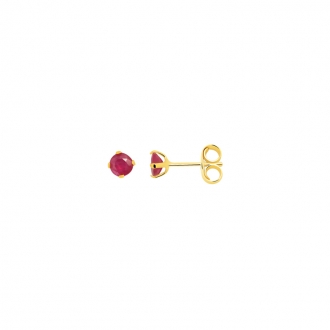 Boucles d'oreilles Carador solitaire rubis or jaune 375/000