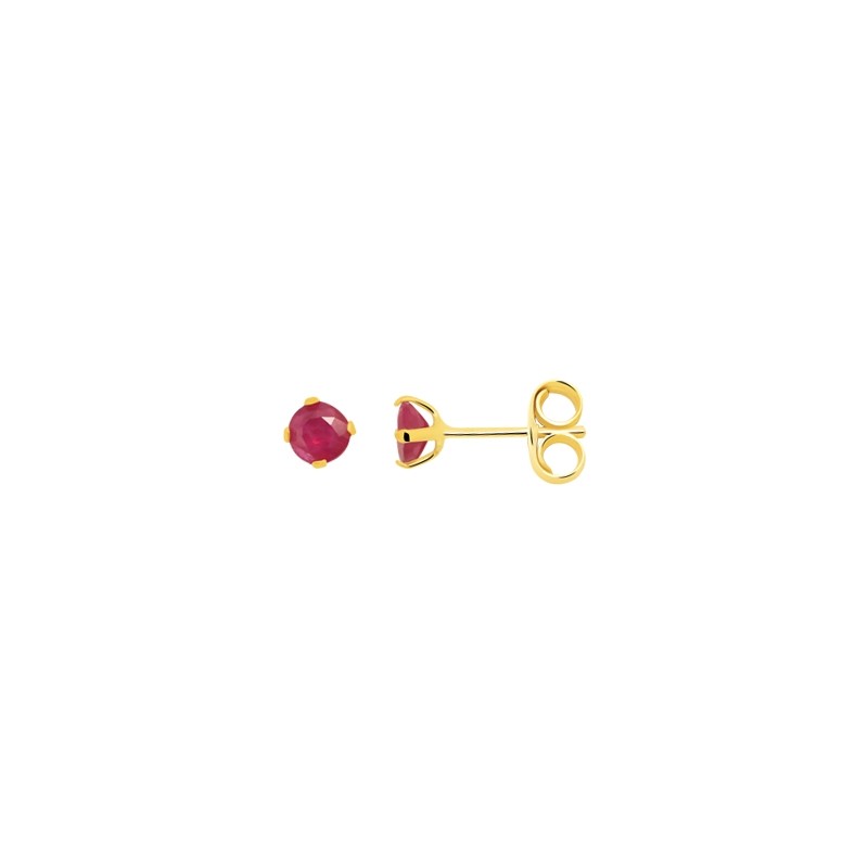 Boucles d'oreilles Carador solitaire rubis or jaune 375/000