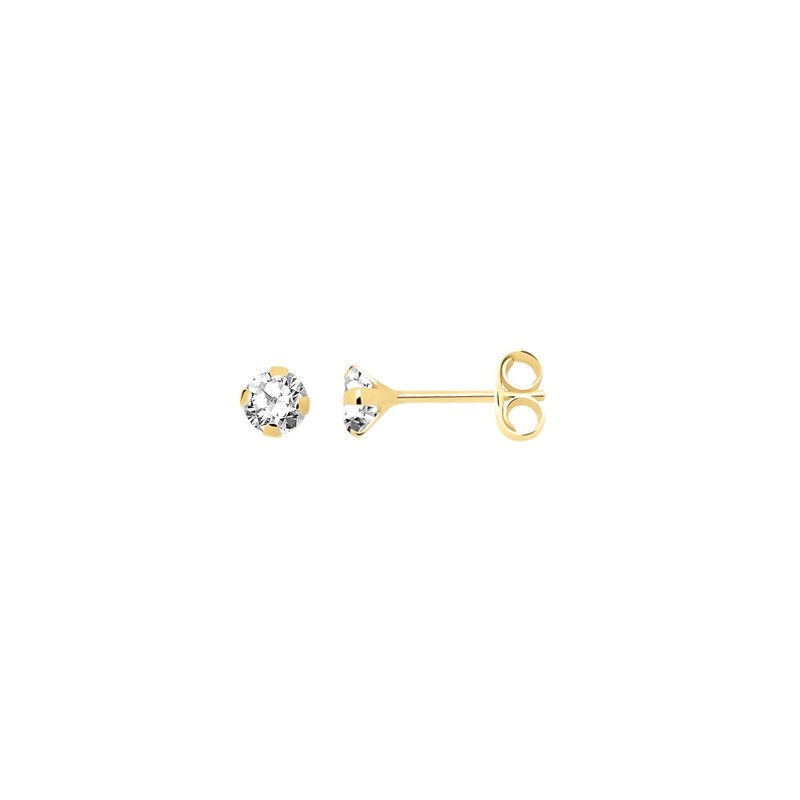 Boucles d'oreilles Carador solitaire oxyde de zirconium 4 mm or jaune 375/000