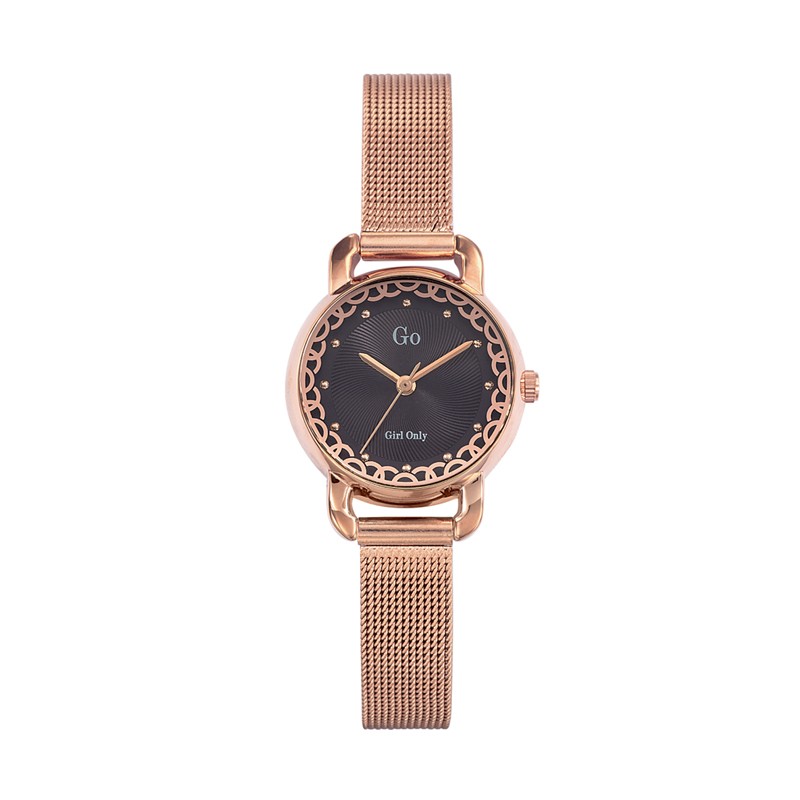 Montre Go Girl Only maille milanaise dorée rose, cadran fantaisie gris 695976