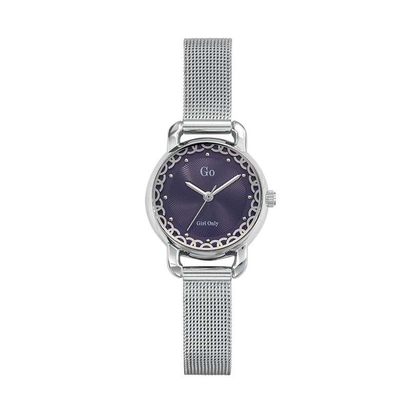 Montre Go Girl Only maille milanaise argentée, cadran fantaisie bleu 695978