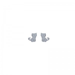 Boucles D'oreilles Clou (stud) - Forme Chaton - Argenté - Fermoir Papillon - Marque Jewelryboxes - Neuf Avec étiquettes
