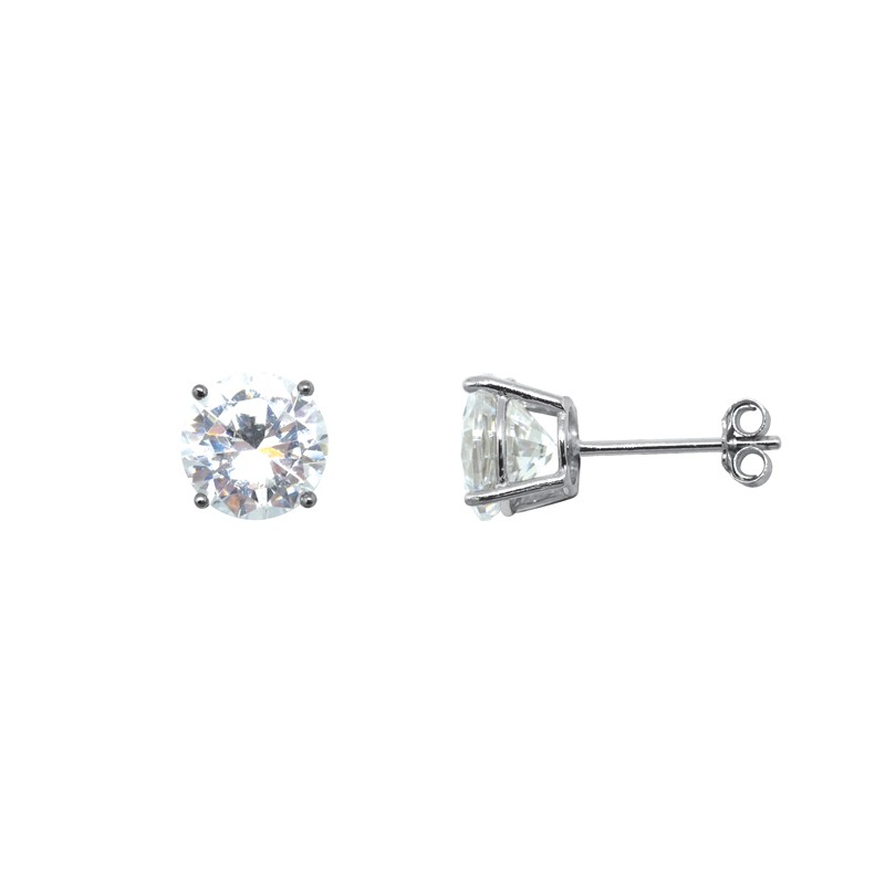 Boucles d'oreilles puces Carador argent 925/000 et oxyde de zirconium rond 8 mm