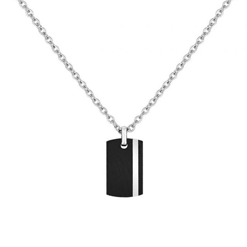 Collier Phebus acier avec plaque céramique noire 72/0036