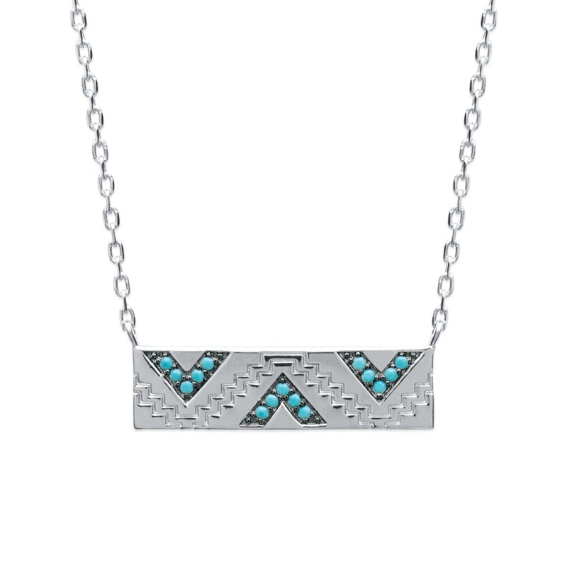 Collier Carador plaque incas en argent 925/000 or et turquoise