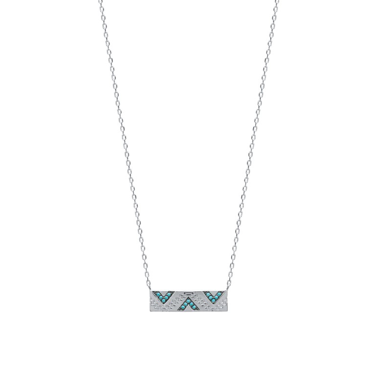 Collier Carador plaque incas en argent 925/000 or et turquoise