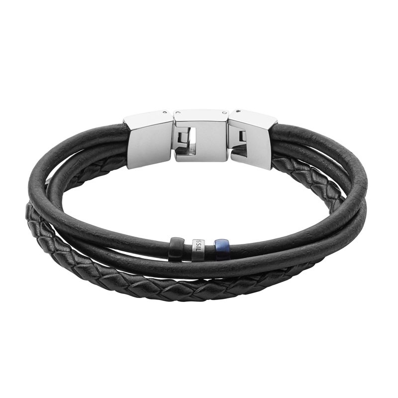 Bracelet Homme Fossil Vintage casual multi-rangs noir JF02634998