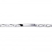 Gourmette junior Carador maille alternée 4 mm, plaque rectangle en argent 925/000 Gourmette junior Carador maille alternée 4 mm, plaque rectangle en argent 925/000