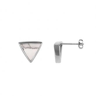 Boucles d'oreilles Silver Pop motif triangle en argent 925/000 et Howlite