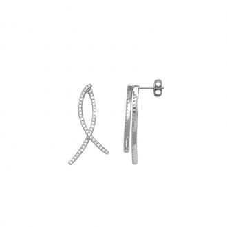 Boucles d'oreilles Silver Pop ligne courbe "devant-derrière" en argent 925/000