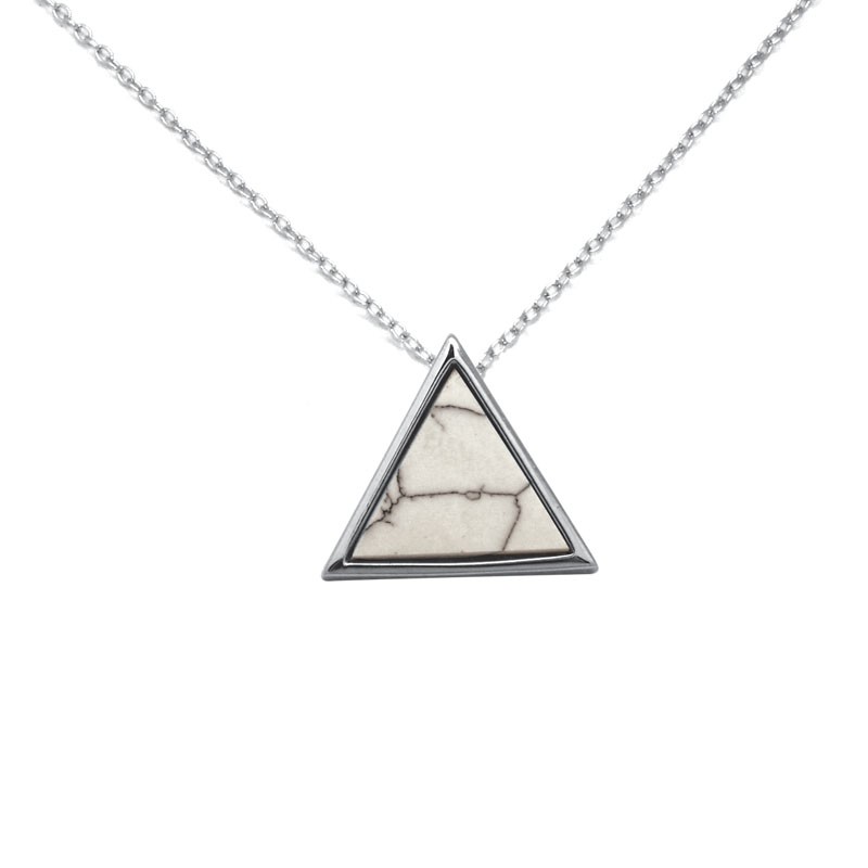 Collier Silver Pop pendentif Triangle Howlite et argent 925/000