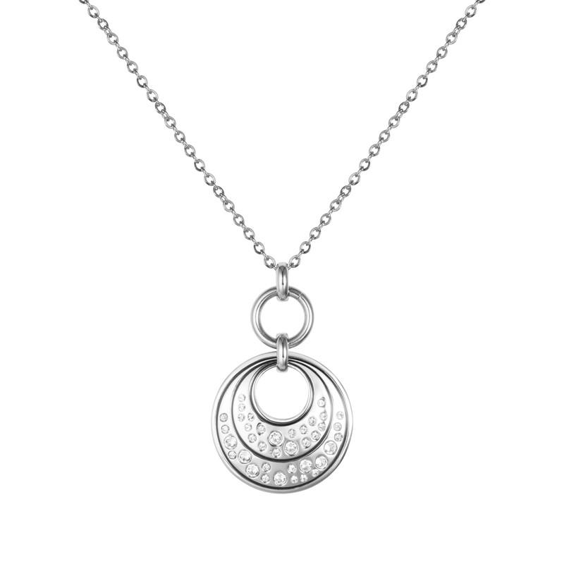 Collier Amporelle motif cercles en acier et oxydes de zirconium